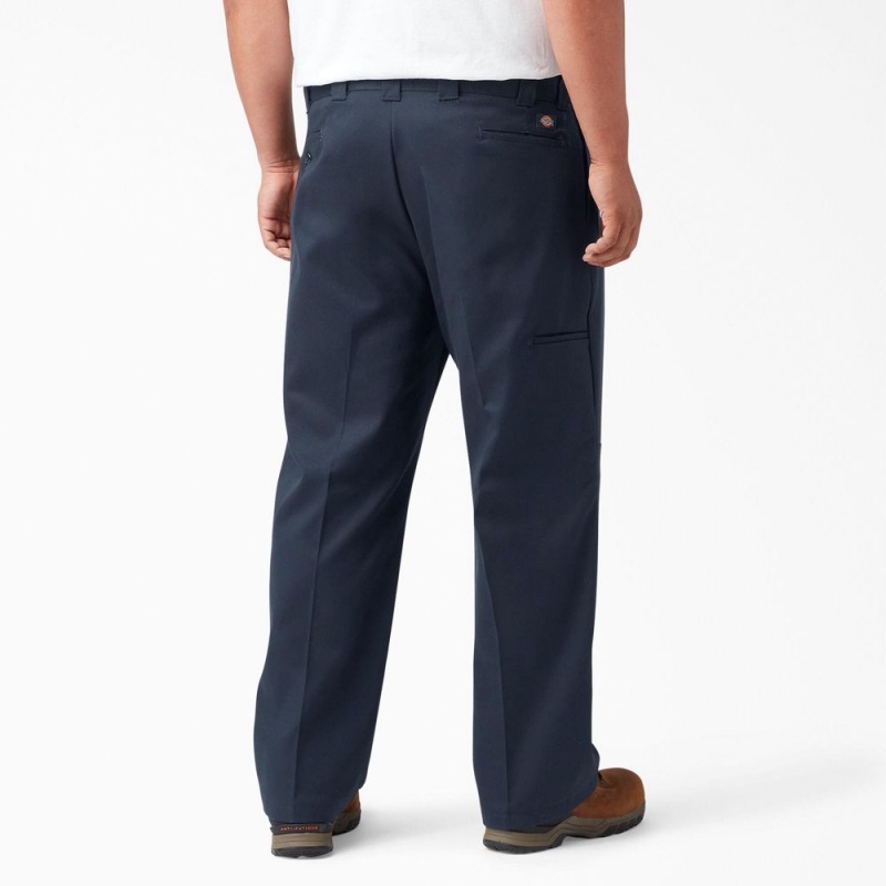 Men's Dickies FLEX Loose Fit Double Knee Work Pants Navy | 498736BSM