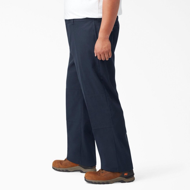 Men's Dickies FLEX Loose Fit Double Knee Work Pants Navy | 498736BSM