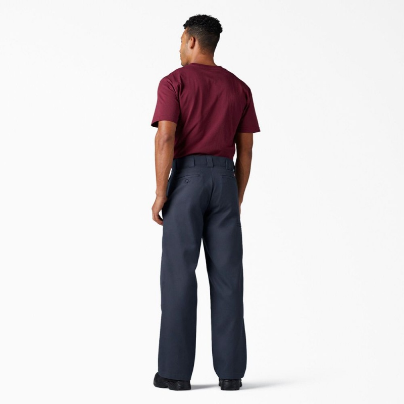 Men's Dickies FLEX Loose Fit Double Knee Work Pants Navy | 498736BSM