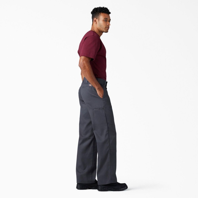 Men's Dickies FLEX Loose Fit Double Knee Work Pants Grey | 497153YED