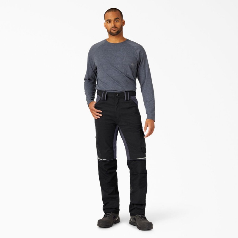 Men's Dickies FLEX Performance Workwear Regular Fit Pants Black | 163427ZQJ