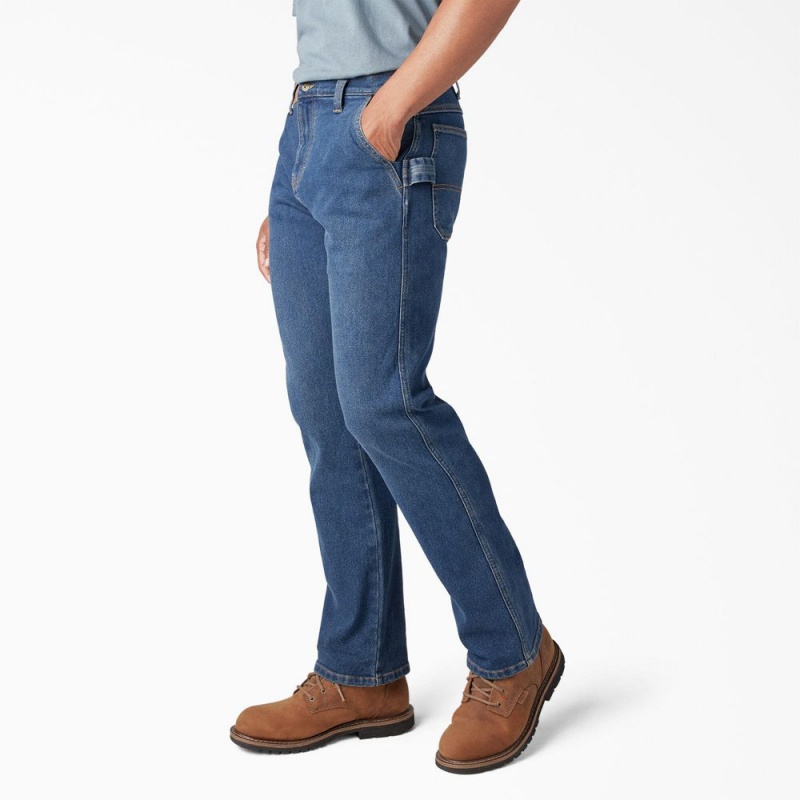 Men's Dickies FLEX Regular Fit Carpenter Utility Jeans Blue | 508631ZHW