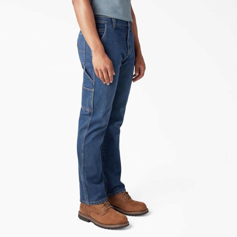 Men's Dickies FLEX Regular Fit Carpenter Utility Jeans Blue | 508631ZHW