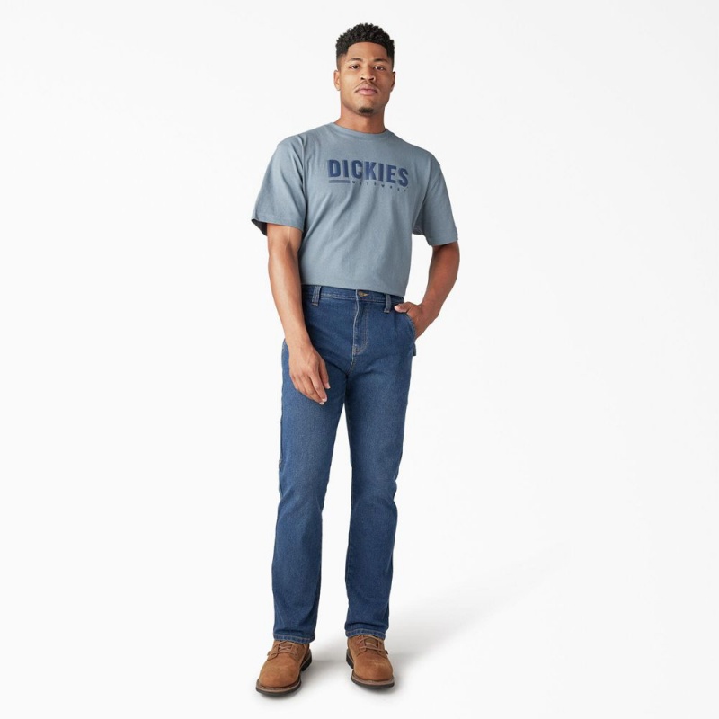 Men's Dickies FLEX Regular Fit Carpenter Utility Jeans Blue | 508631ZHW