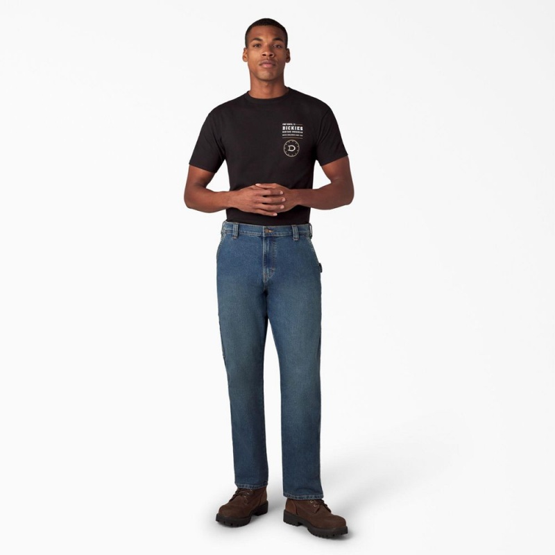 Men's Dickies FLEX Regular Fit Carpenter Utility Jeans Blue | 652301LJN