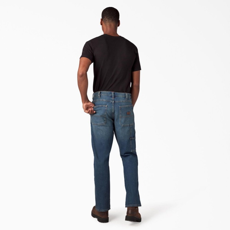 Men's Dickies FLEX Regular Fit Carpenter Utility Jeans Blue | 652301LJN