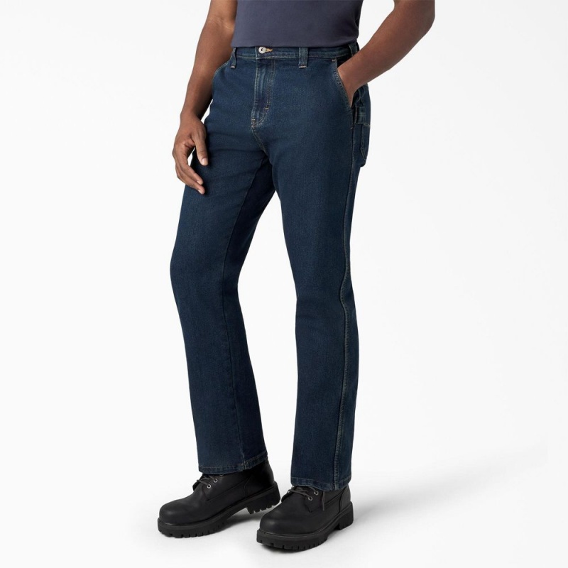 Men's Dickies FLEX Regular Fit Carpenter Utility Jeans Blue | 729851JWL