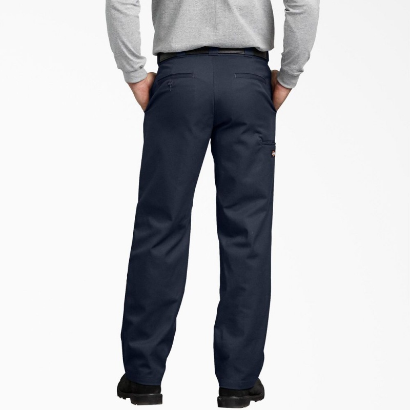 Men's Dickies FLEX Regular Fit Double Knee Work Pants Navy | 438560ZNH