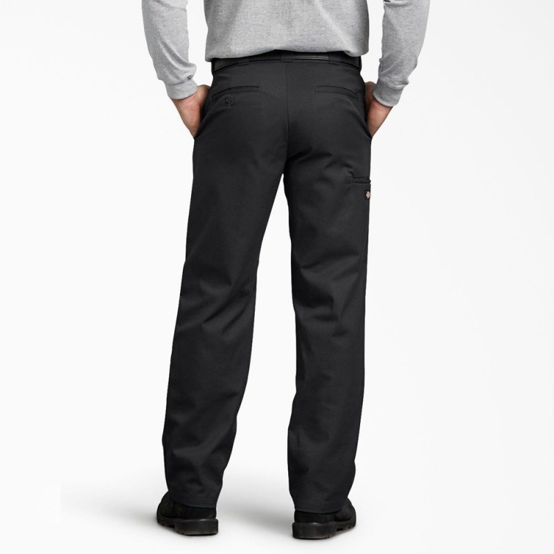 Men's Dickies FLEX Regular Fit Double Knee Work Pants Black | 176925GBQ