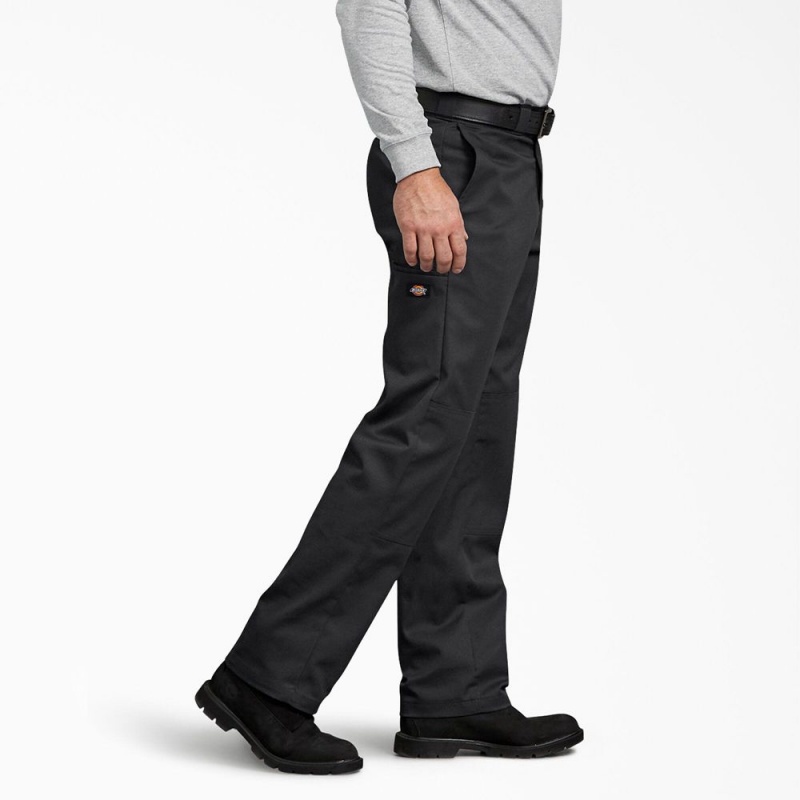 Men's Dickies FLEX Regular Fit Double Knee Work Pants Black | 176925GBQ