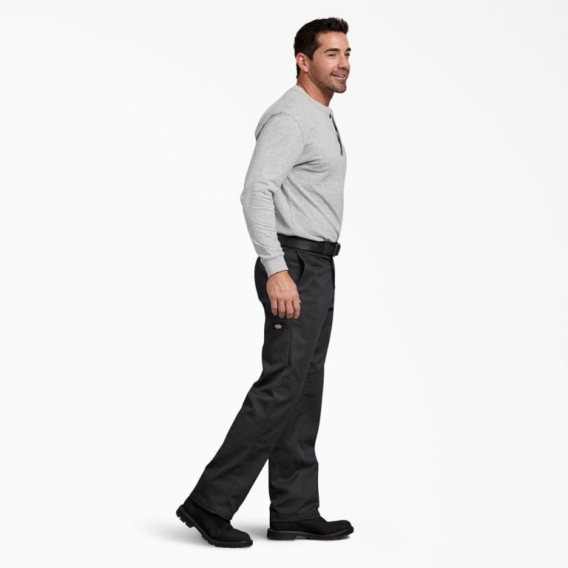 Men's Dickies FLEX Regular Fit Double Knee Work Pants Black | 176925GBQ