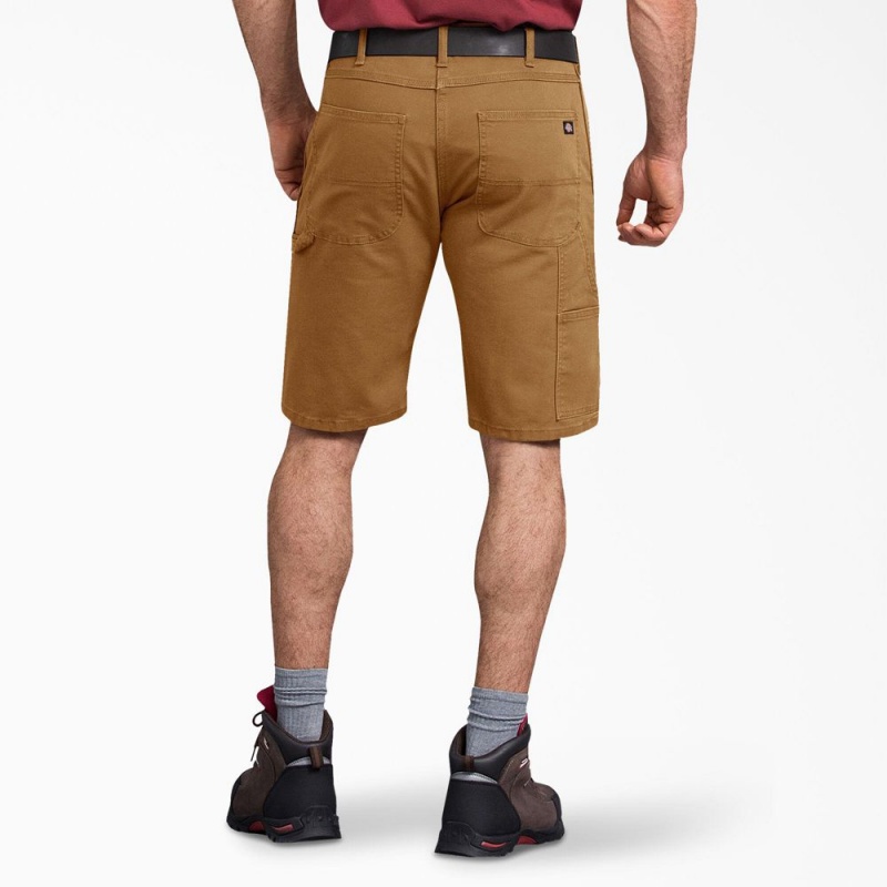 Men's Dickies FLEX Regular Fit Duck Carpenter Shorts Brown | 270389MDS