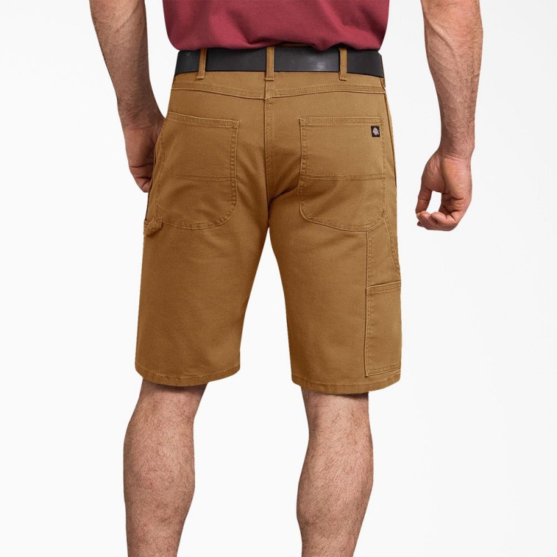 Men's Dickies FLEX Regular Fit Duck Carpenter Shorts Brown | 270389MDS