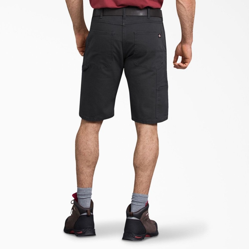 Men's Dickies FLEX Regular Fit Duck Carpenter Shorts Black | 085916SYD