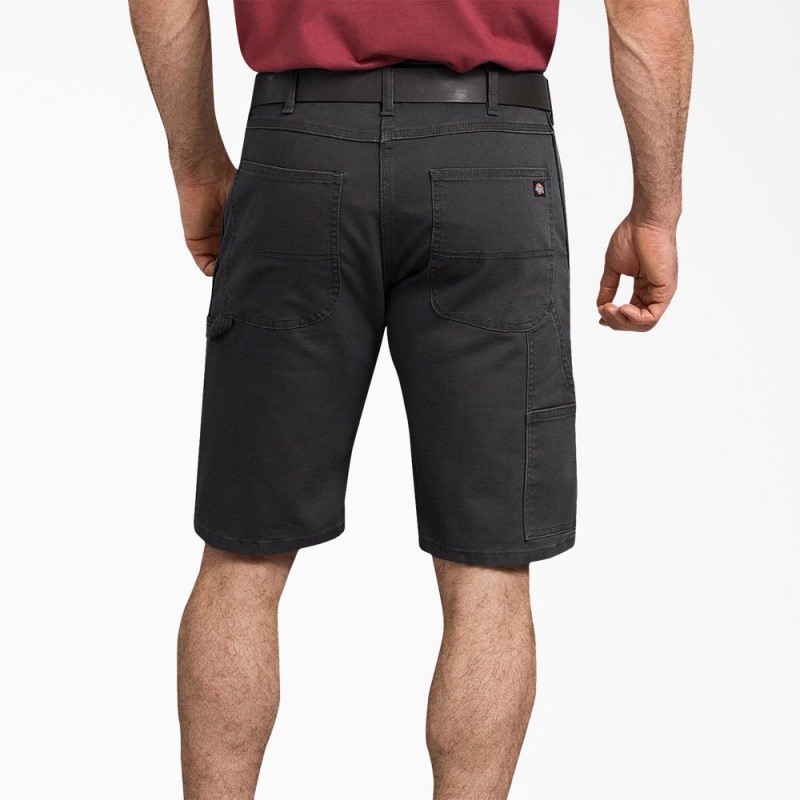 Men's Dickies FLEX Regular Fit Duck Carpenter Shorts Black | 085916SYD