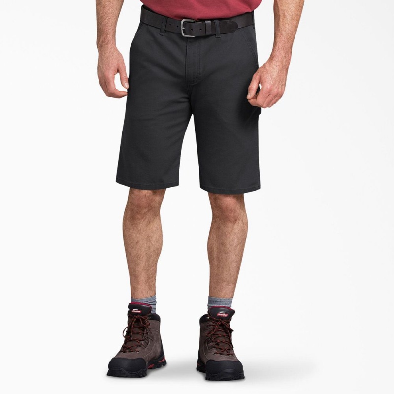 Men\'s Dickies FLEX Regular Fit Duck Carpenter Shorts Black | 085916SYD