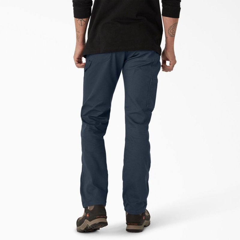 Men's Dickies FLEX Regular Fit Duck Carpenter Pants Navy | 718923HET