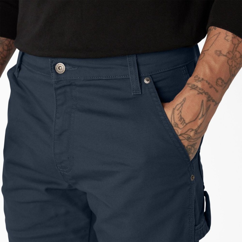 Men's Dickies FLEX Regular Fit Duck Carpenter Pants Navy | 718923HET