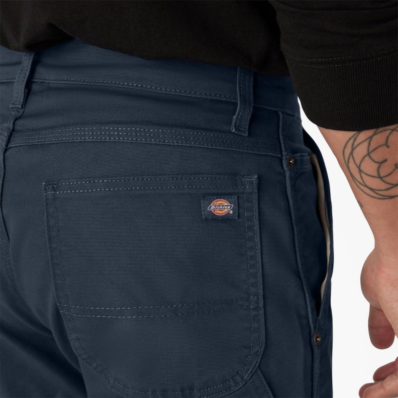 Men's Dickies FLEX Regular Fit Duck Carpenter Pants Navy | 718923HET