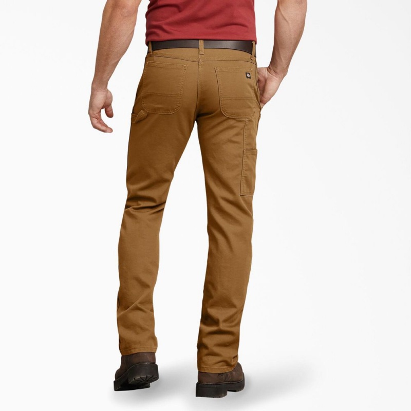 Men's Dickies FLEX Regular Fit Duck Carpenter Pants Brown | 940123HRZ