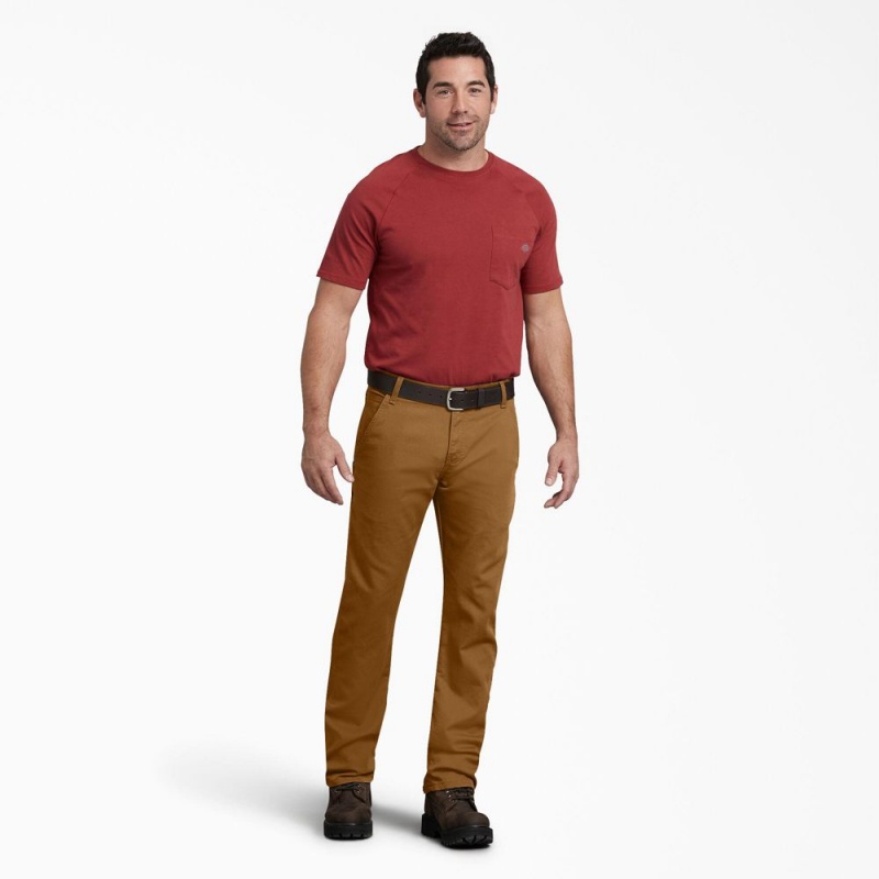 Men's Dickies FLEX Regular Fit Duck Carpenter Pants Brown | 940123HRZ