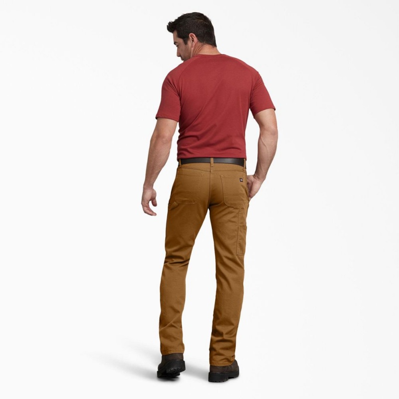 Men's Dickies FLEX Regular Fit Duck Carpenter Pants Brown | 940123HRZ