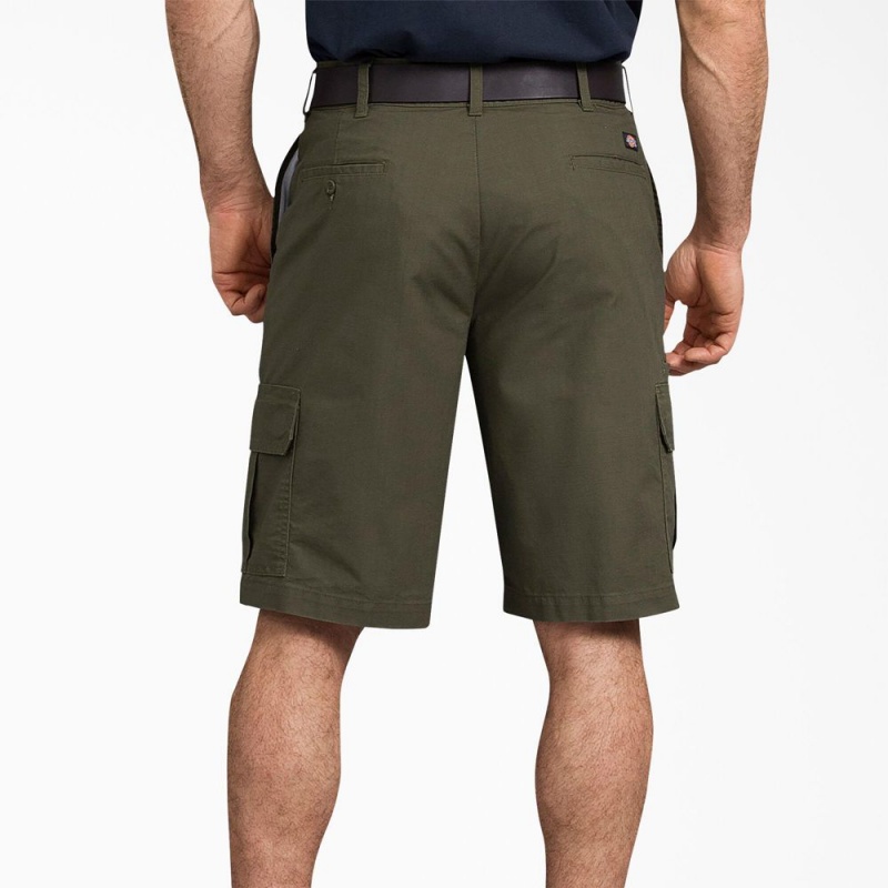 Men's Dickies FLEX Regular Fit Ripstop Cargo Shorts Green | 725461DZX