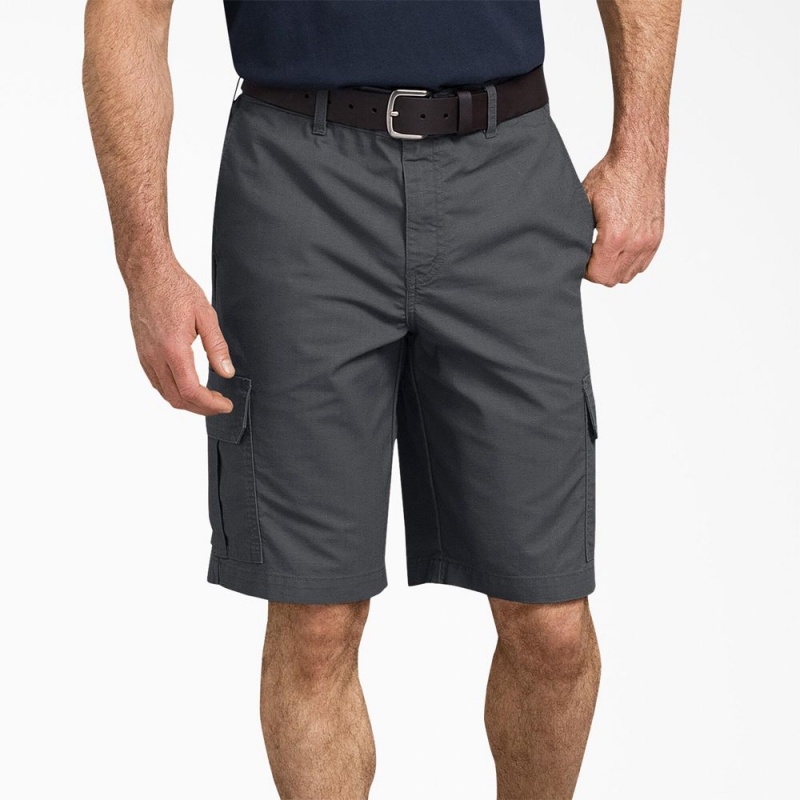 Men\'s Dickies FLEX Regular Fit Ripstop Cargo Shorts Grey | 835714FBZ