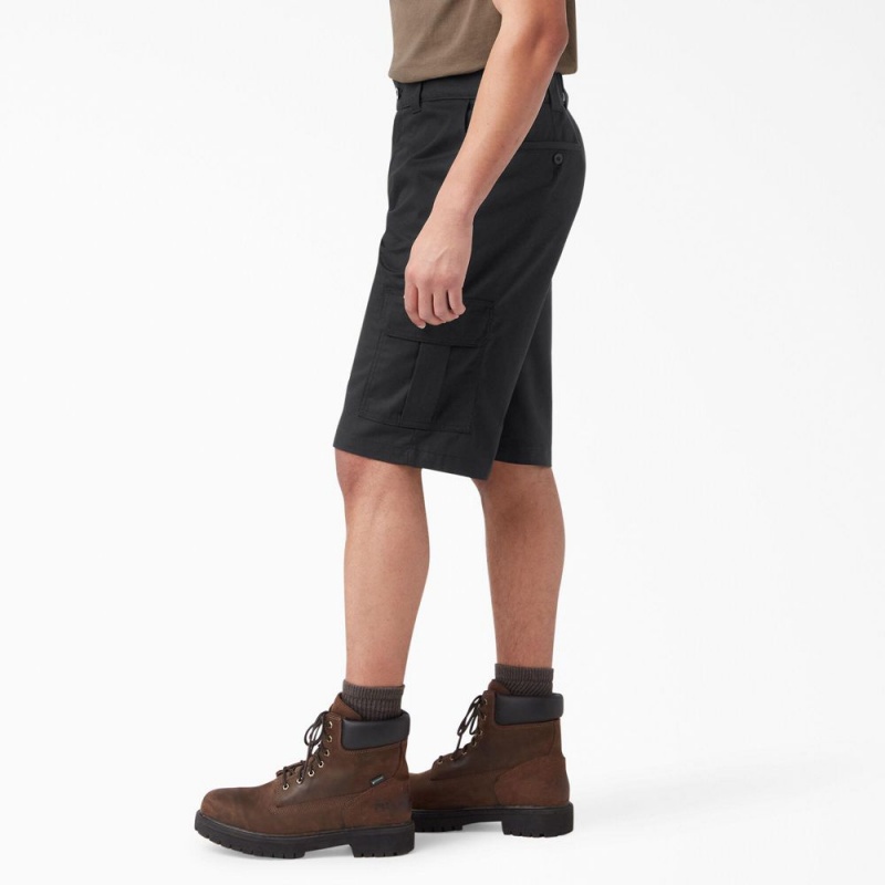 Men's Dickies FLEX Relaxed Fit Cargo Shorts Black | 638710BJN