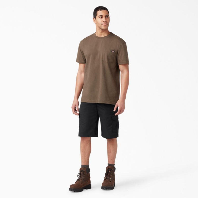 Men's Dickies FLEX Relaxed Fit Cargo Shorts Black | 638710BJN