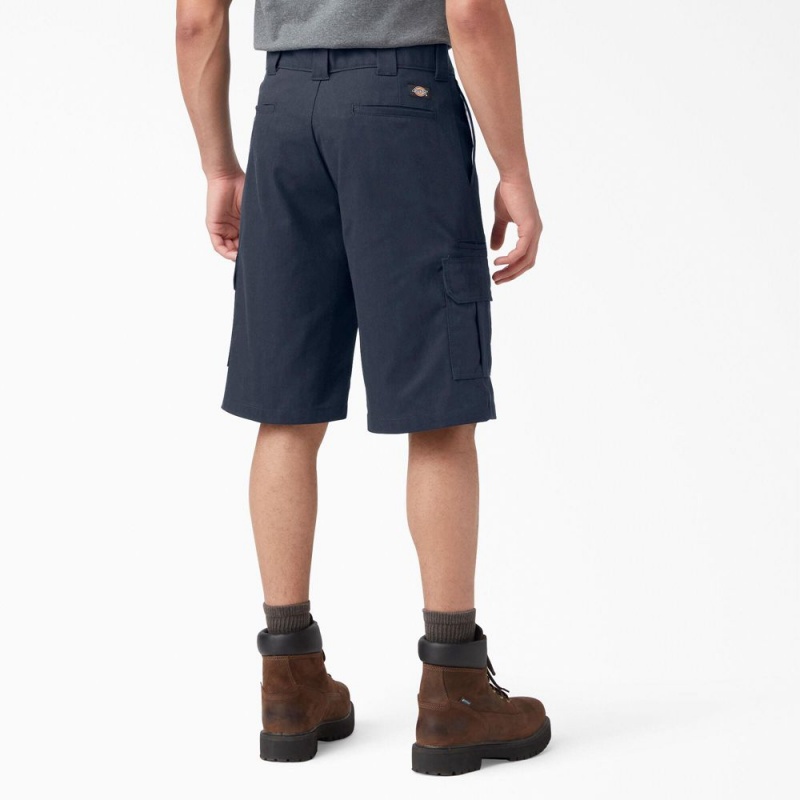 Men's Dickies FLEX Relaxed Fit Cargo Shorts Navy | 872150YKT