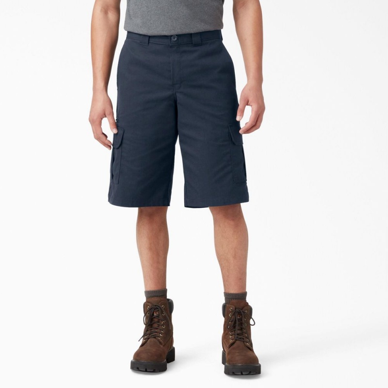 Men\'s Dickies FLEX Relaxed Fit Cargo Shorts Navy | 872150YKT