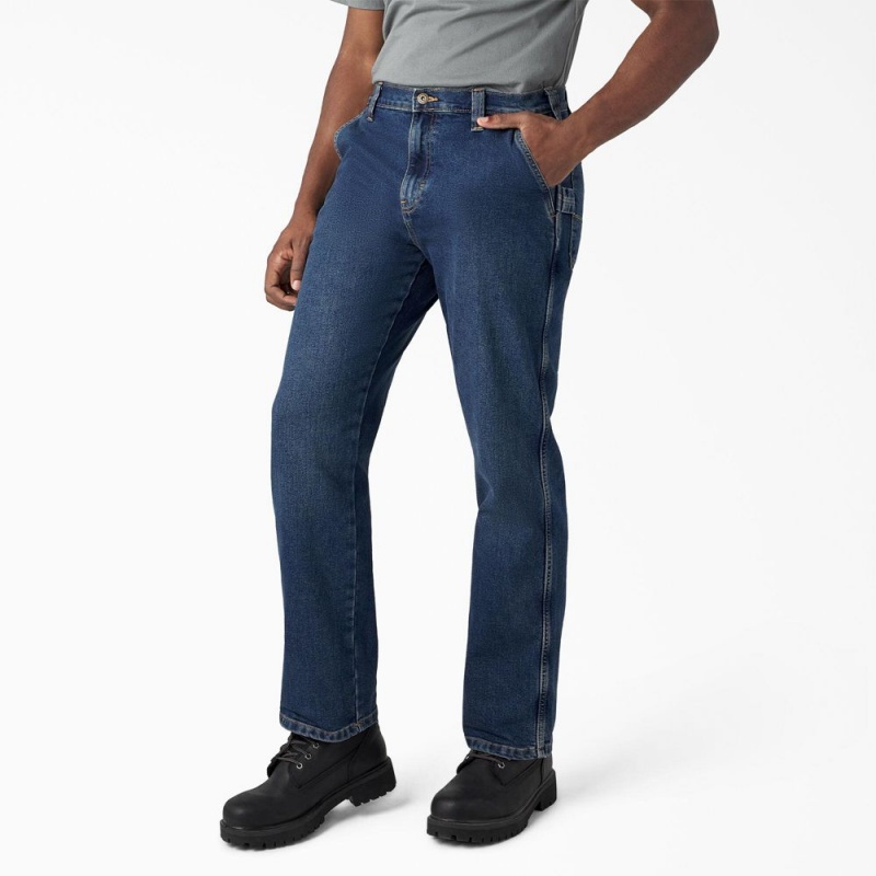 Men's Dickies FLEX Relaxed Fit Carpenter Jeans Blue | 347916PMQ