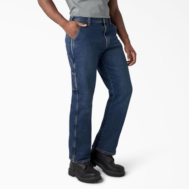 Men's Dickies FLEX Relaxed Fit Carpenter Jeans Blue | 347916PMQ