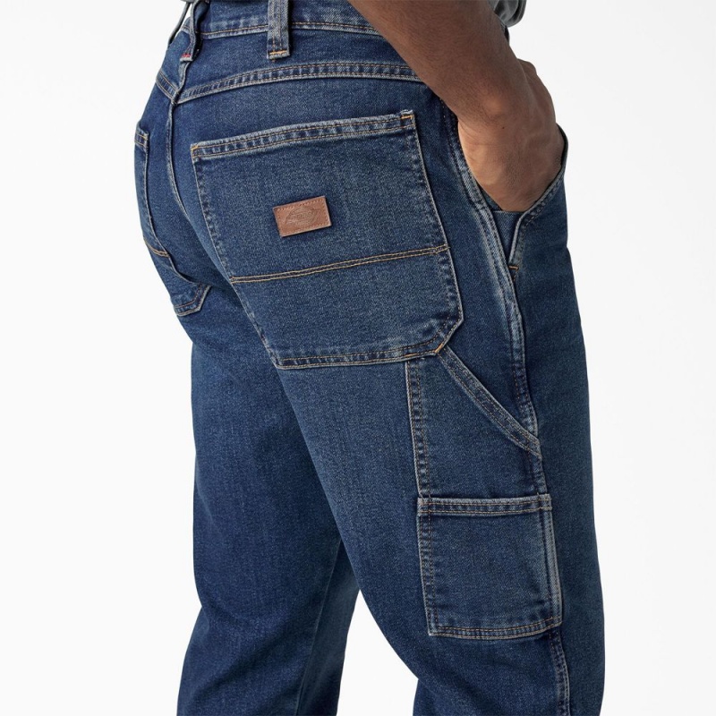 Men's Dickies FLEX Relaxed Fit Carpenter Jeans Blue | 347916PMQ