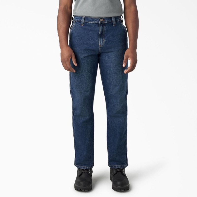 Men\'s Dickies FLEX Relaxed Fit Carpenter Jeans Blue | 347916PMQ