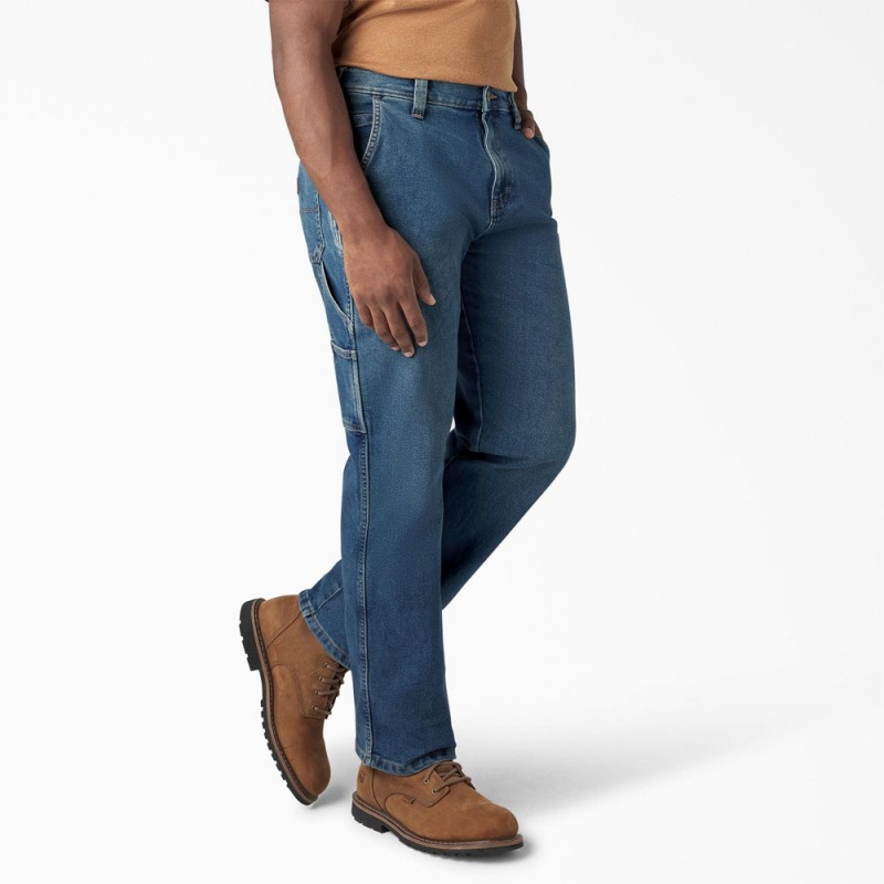 Men's Dickies FLEX Relaxed Fit Carpenter Jeans Blue | 715349FNB