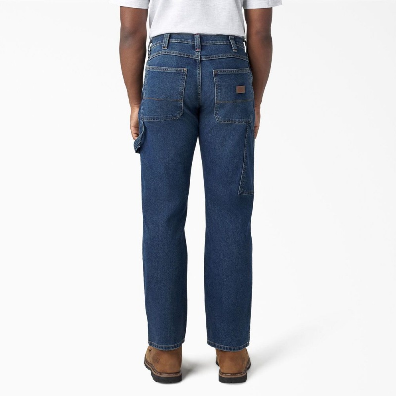 Men's Dickies FLEX Relaxed Fit Double Knee Jeans Blue | 524163LDJ