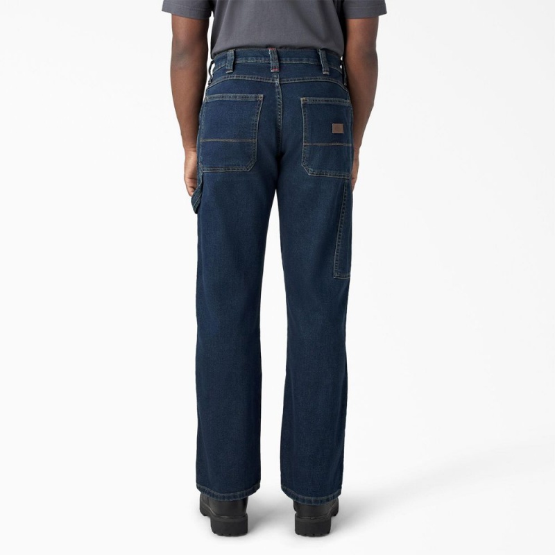 Men's Dickies FLEX Relaxed Fit Double Knee Jeans Blue | 371925JDV