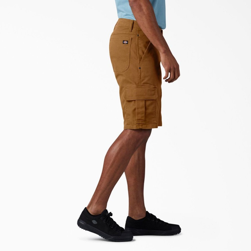 Men's Dickies FLEX Relaxed Fit Duck Cargo Shorts Brown | 246308PVH