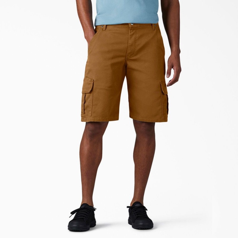 Men\'s Dickies FLEX Relaxed Fit Duck Cargo Shorts Brown | 246308PVH