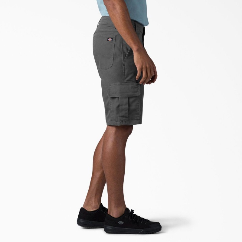 Men's Dickies FLEX Relaxed Fit Duck Cargo Shorts Grey | 671043HOS