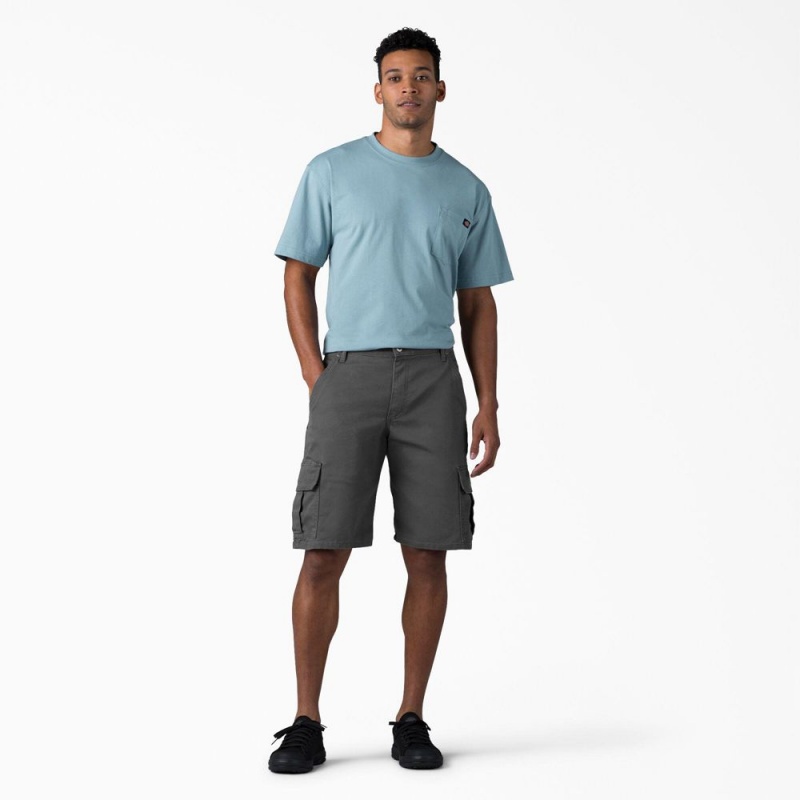 Men's Dickies FLEX Relaxed Fit Duck Cargo Shorts Grey | 671043HOS