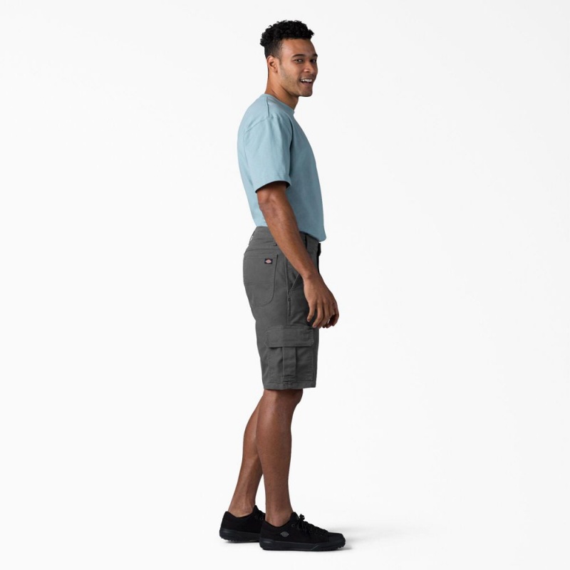 Men's Dickies FLEX Relaxed Fit Duck Cargo Shorts Grey | 671043HOS