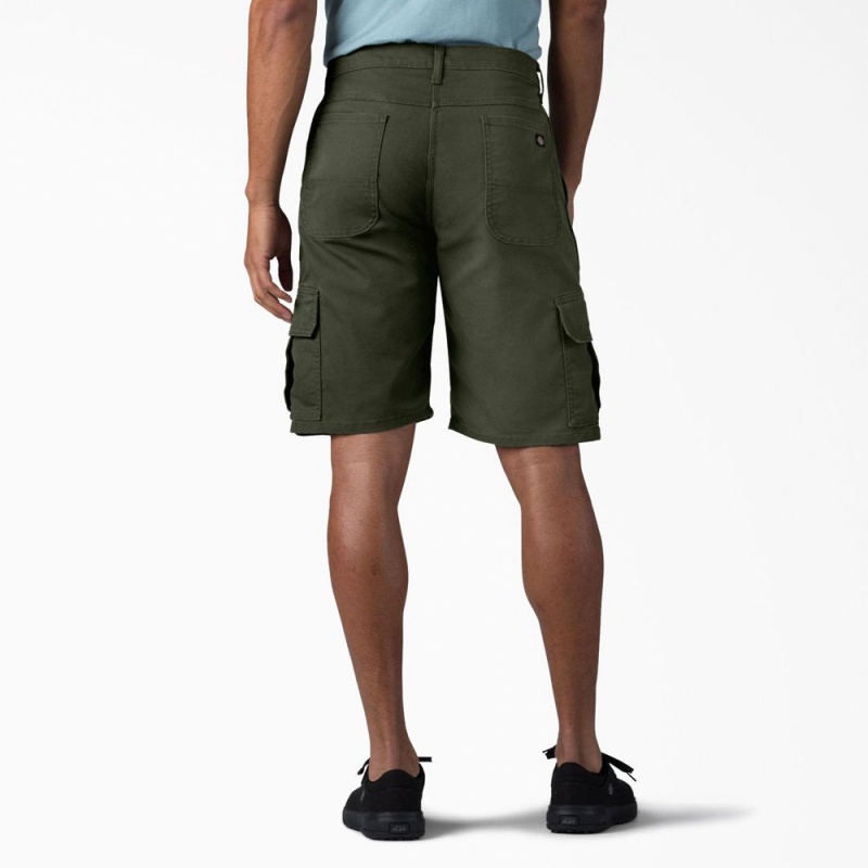 Men's Dickies FLEX Relaxed Fit Duck Cargo Shorts Green | 506438ENG