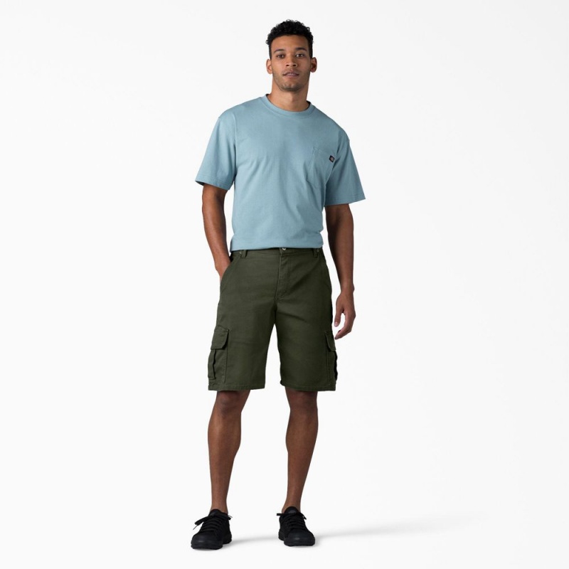 Men's Dickies FLEX Relaxed Fit Duck Cargo Shorts Green | 506438ENG