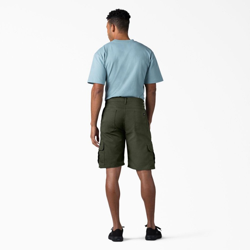 Men's Dickies FLEX Relaxed Fit Duck Cargo Shorts Green | 506438ENG