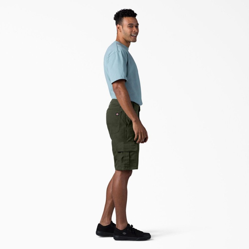 Men's Dickies FLEX Relaxed Fit Duck Cargo Shorts Green | 506438ENG