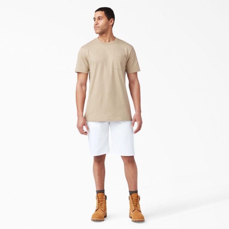 Men's Dickies FLEX Relaxed Fit Utility Painter's Shorts White | 615829PBQ