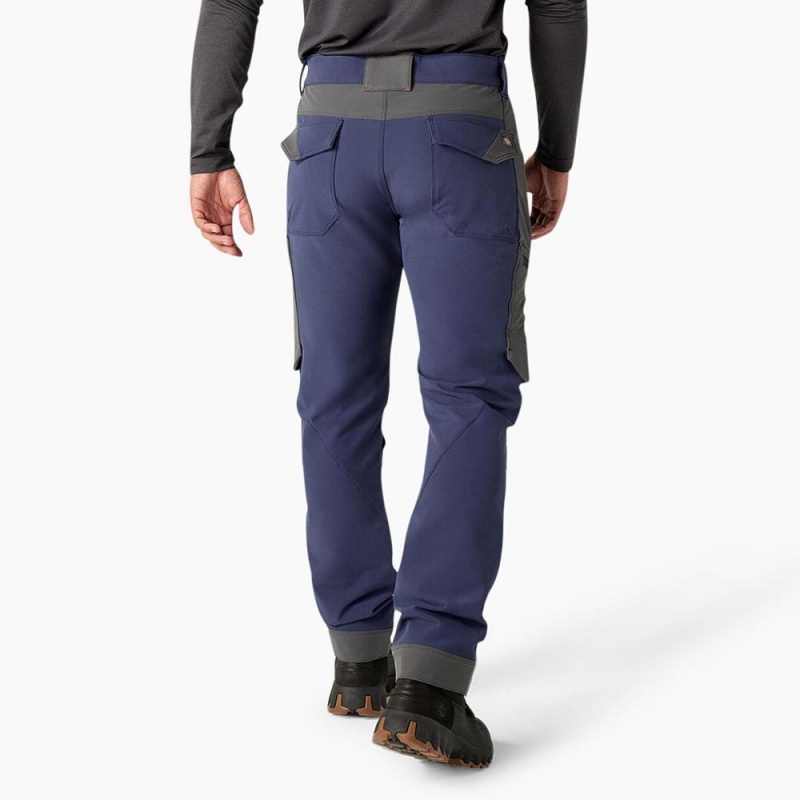 Men's Dickies FLEX Slim Fit Double Knee Tapered Pants Navy | 190258WKU